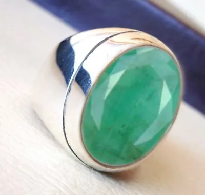 Green Emerald Ring Mens Ring Womens Ring 925 Solid Sterling Silver Ring • $50.39