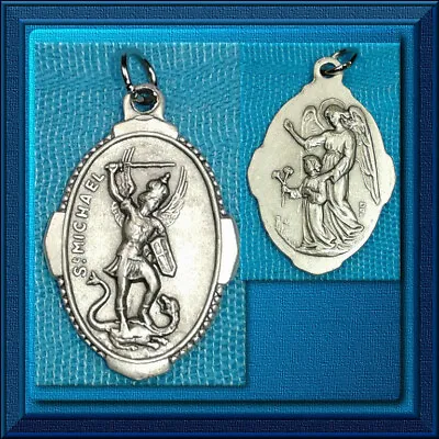 CATHOLIC Medal 1  Made In Italy Saint MICHAEL Guardian ANGEL OVAL Double Sided • $2.25