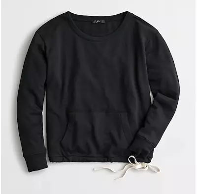 J Crew Crewneck Pocket Sweatshirt In Cloud Fleece AE960 Black Small • $37.99