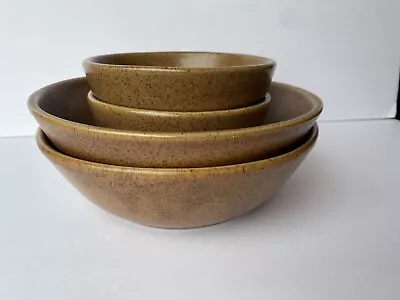 Lot Of 4 Monmouth Western Stoneware Mojave Speckled Brown Bowls 2-soup 2-lg • $52