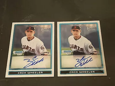 (2) ZACK WHEELER 2009 Bowman Chrome RC Rookie Auto Autograph Lot Phillies • $99.99