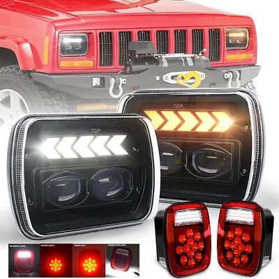$79.98 • Buy For Jeep Wrangler YJ 87-95 LED Headlights W/ DRL Turn Signal + Smoke Tail Lights