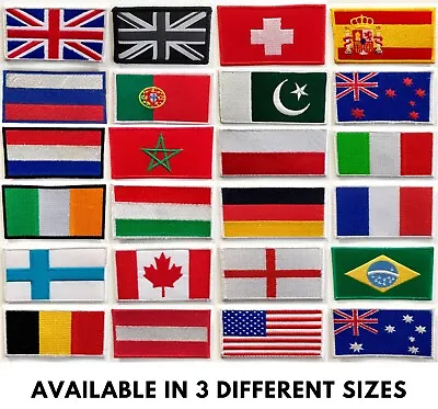 £1.79 • Buy National Country Flags Different Sizes Iron Sew On Embroidered Patch Badge
