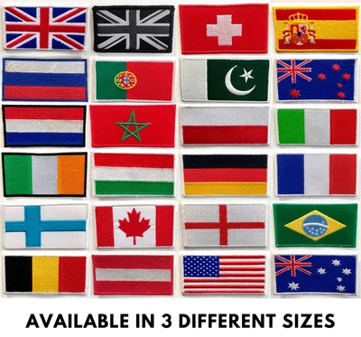 £2.89 • Buy National Country Flags Different Sizes Iron Sew On Embroidered Patch Badge