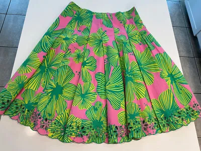 Vintage Lilly Pulitzer Pink And Green Floral Hawaiian Skirt White Label 4 • $29.90