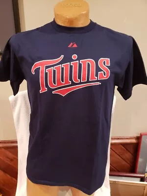 SWEET Minnesota Twins Joe Mauer Blue Youth Sz XL Majestic Jersey-T NEW&NICE!! • $14.99