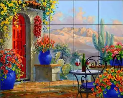 Southwest Tile Backsplash Mikki Senkarik Mountain Art Ceramic Mural MSA256 • $125