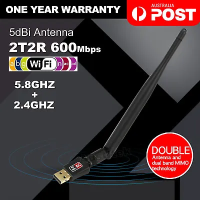 $13.95 • Buy 802.11ac AC600 USB WiFi Wireless Adapter Dongle WPS 5GHz Dual Band 5dBi Antenna