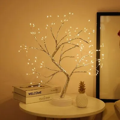 £13.99 • Buy LED Tree Night Lamp Desk Fairy Wire Table Light Home Wedding Decor USB Battery