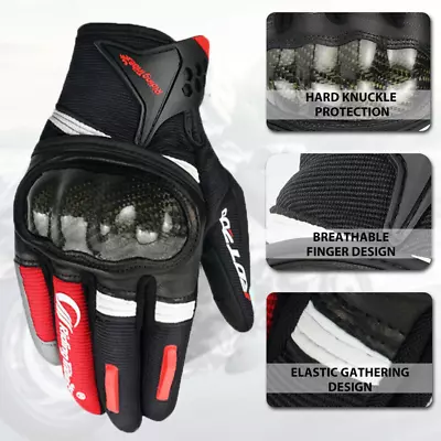 Mens Motorcycle Motorbike Full Finger Gloves Touch Screen Racing Cycling Gloves • $19.99