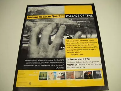 JOSHUA REDMAN QUARTET With The Passage Of Time Original 2001 Promo Poster Ad • $9.95