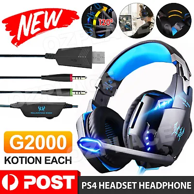 EACH 3.5mm Gaming Headset MIC LED Headphones G2000 For PC Laptop PS4 Xbox One • $26.95