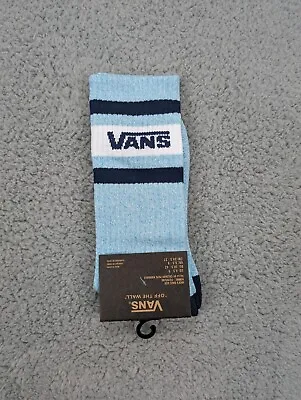 Vans Crew Socks Mens Womens 6.5-10 Light Blue Black Logo Stripe Skate Athletic • $11.90