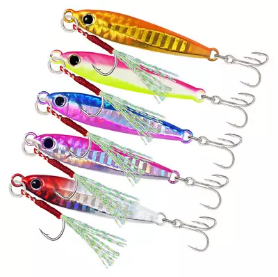 5pcs Colorful Micro Butterfly Metal Jig Fishing Lure Bait Jigging Tuna Slow Lure • $16.19