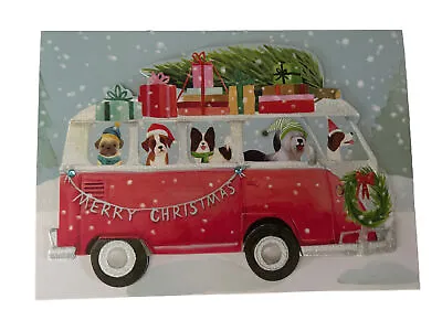 Premium Traditional Christmas Greeting Card- Kombi Snow Dogs • $3.39