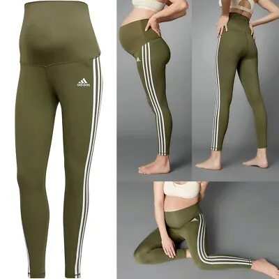 Adidas Maternity Trousers Leggings Yoga Baby Gymnastics Olive Green • £22.63