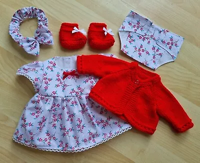SALE My First Baby Annabell/14 Inch Doll 5 Piece Red Flower Dress Set (29) • £9.99