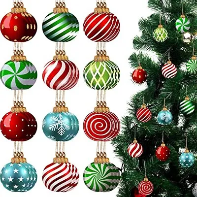 $7.88 • Buy 36 Pieces Christmas Tree Candy Cane Ornaments Xmas Wooden Hanging Peppermint ...