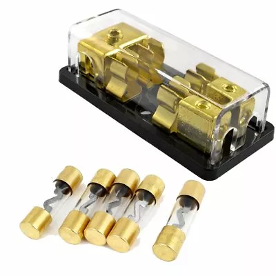 Gold Plated Dual AGU Fuse Holder 4/8 Gauge Power/Ground W/ Pack Of 5 30 Amp Fuse • $10.30