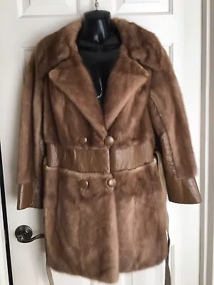 Beautiful Vintage Mink And Leather Jacket Women’s Size Small EUC Sable Colored • $100