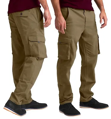 Mens Cargo Combat Flex Work Trouser Relax-Fit Multi Pocket Stretch Workwear Pant • $25.49