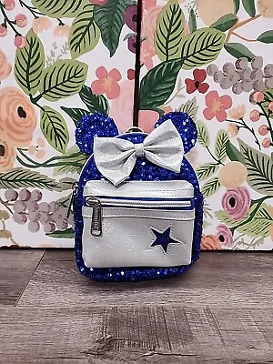 Disney Loungefly Minnie Mouse Sequin Mini Backpack Wristlet Belt Bag BLUE • $44.99