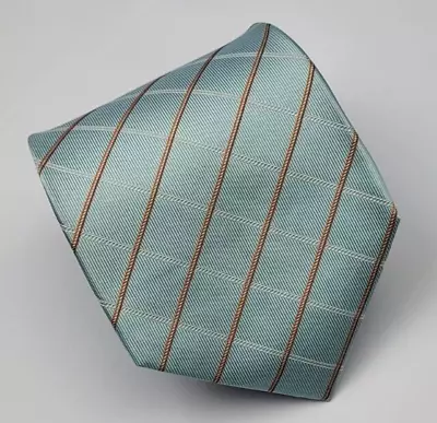 Cafe Coton Silk Tie Mint Green Red Brown Stripes Men Necktie Italy 56.5 X 3.5 • $12.74