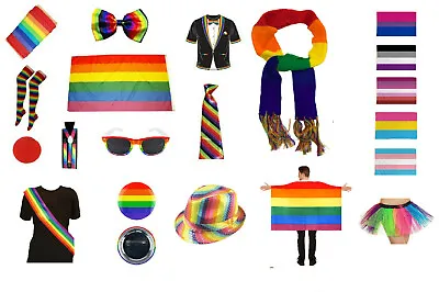 LGBT Gay Pride Fancy Dress Party Rainbow Clown Mardi Gras Flag Trans Bi Lesbian • £3.49