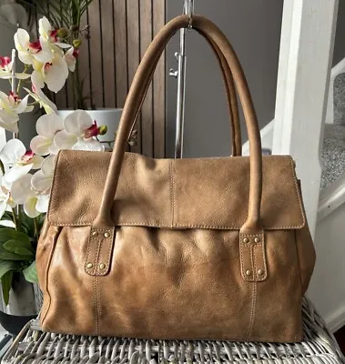 Marks And Spencer Tan Leather Handbag Over Shoulder Bag Tote • £17