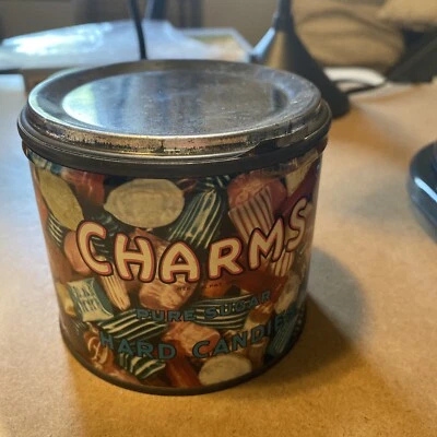 $30 • Buy RARE VINTAGE 1953 DATED Charms HARD CANDIES CIRCULAR TIN CANCO