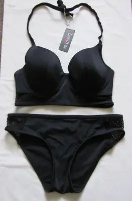 Lingadore  Size  36c & 14   Beach   Black Long Line Bikini   Bnwt • £32.99