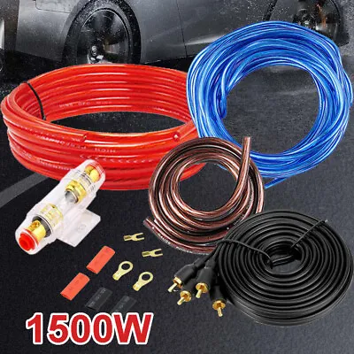 1500W Car Audio Subwoofer AMP RCA Amplifier Wiring Kit 8GA Power Cable AGU FUSE • £7.49