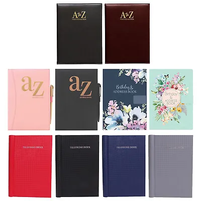 A5 Telephone Address Book A-Z Index Hard Back Cover Pen Home Office Desk Diary • £5.19