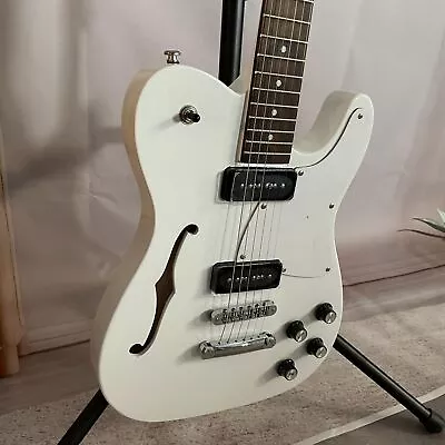 White TL Electric Guitar P90 Pickup Maple Neck 6 Strings Semi Hollow Body • $282.01