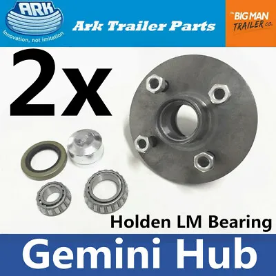 ARK Trailer 2x Hubs Gemini BMW 4 Stud Wheel Lazy Hub Holden LM Bearing Kit GH150 • $90