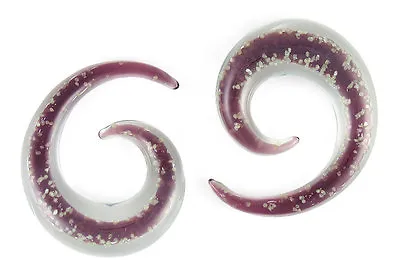 Pair Glow In The Dark Purple Pyrex Glass Spirals Gauges • $17.55