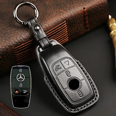 GENUINE LEATHER Remote Smart Key Case Cover For Mercedes-Benz A B C E S G Class • $11.99