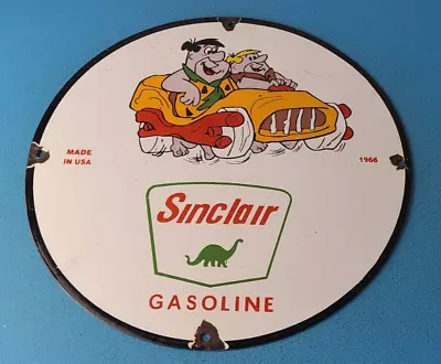 Vintage Sinclair Gasoline Sign - Flintstones Advertising Gas Pump Porcelain Sign • $142.47