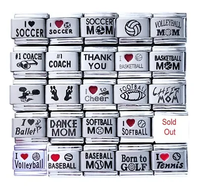 U-PICK Sports Theme Laser Etched 9mm Italian Charms Modular Links • $4.19