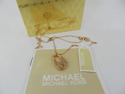 Michael Kors Rose Gold Tone Clear Pave Padlock Charm  Necklace • $49.99