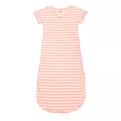 Time And Tru Womens Size XS 0-2 Short Sleeve Maxi Dress Pink Coral Stripe NWD • $5.99