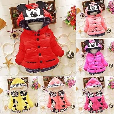 Girls Baby Kids Coat Winter Warm Parka Jacket Hooded Comfort Outdoor Outwear UK • £13.77