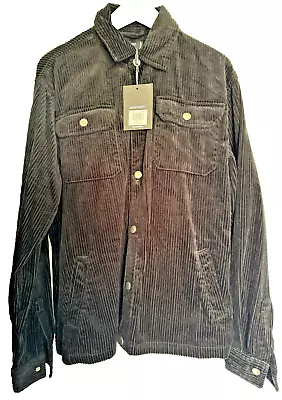 Night Addict Men Jean Shirt Thick Corduroy Cord Shacket Black Overshirt • £24.45