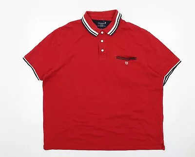 Hackett Mens Red Cotton Polo Size 3XL Collared Button • £9.25