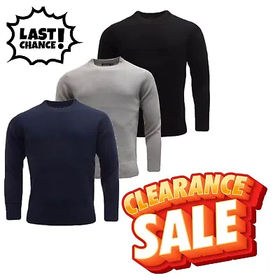 ✅ Men's Plain Sweatshirt Knitwear Sweater L Jumper Crew Neck Long Sleeve Tops ✅ • £4.99