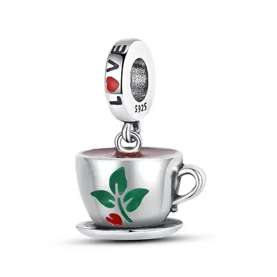 I Love Heart Herbal Tea Cup Afternoon Charm Sterling Silver 925  • £14.99