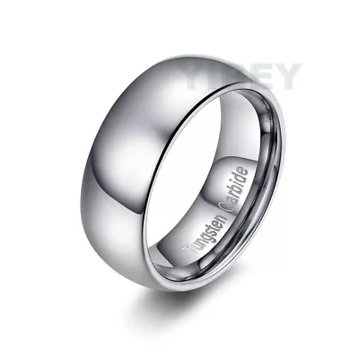 8mm Men's Jewelry Tungsten Carbide Ring Purity Steel Color Domed Wedding Band • $13.97