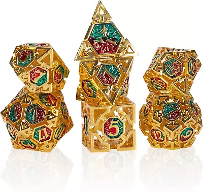 Dungeons And Dragons Dice Metal Dice Dicelings DND Polyhedral Hollow Dice Set Fo • $29.23