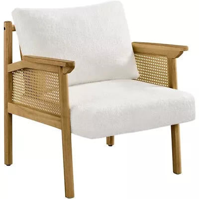 Boucle Upholstered Accent Chair Lounge Chair Soild Wood Armchair Reading Chair  • $92.99