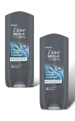 2x Dove Men+ Care Clean Comfort 400 Ml Shower Gel Shampoo And Face Wash • £11.50
